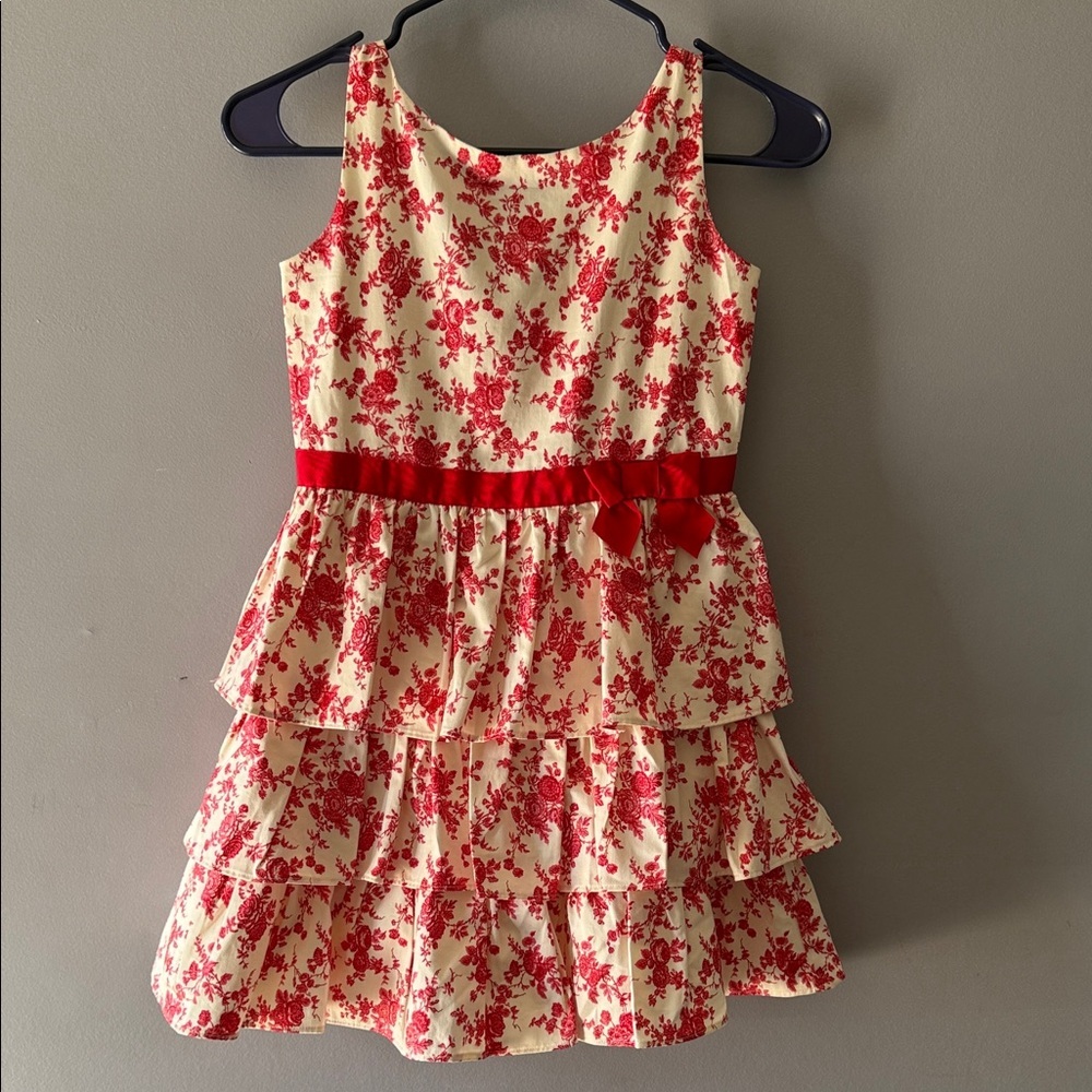 Janie and Jack Girls 8 Red Floral Ruffle Dress Holiday Edition